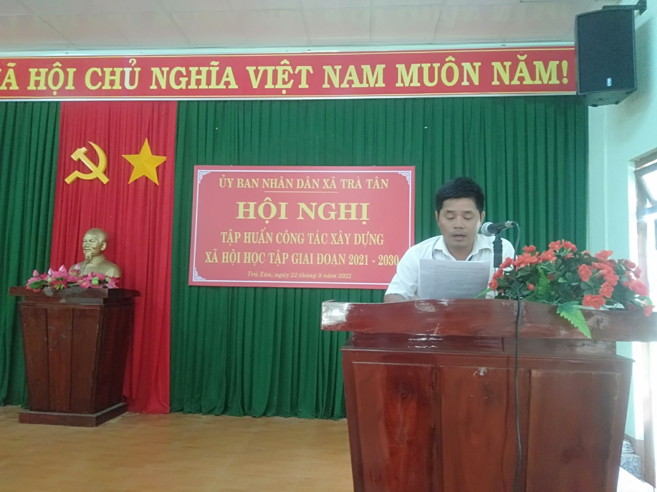 Ủy ban nhân dân xã Trà Tân tổ chức Hội nghị tập huấn công tác xây dựng xã hội học tập giai đoạn 2021 – 2030