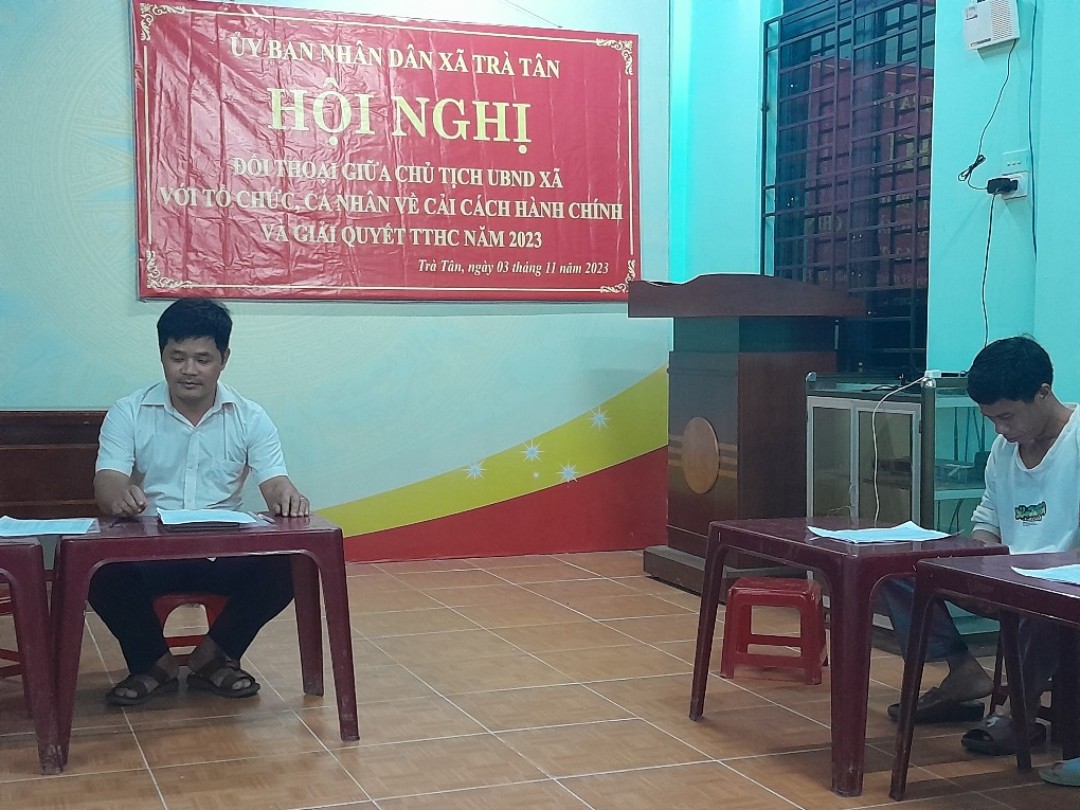Ủy ban nhân dân xã Trà Tân tổ chức Hội nghị Chủ tịch UBND xã đối thoại với tổ chức, cá nhân về giải quyết thủ tục hành chính và tiếp nhận phản ánh, kiến nghị trên địa bàn xã Trà Tân.